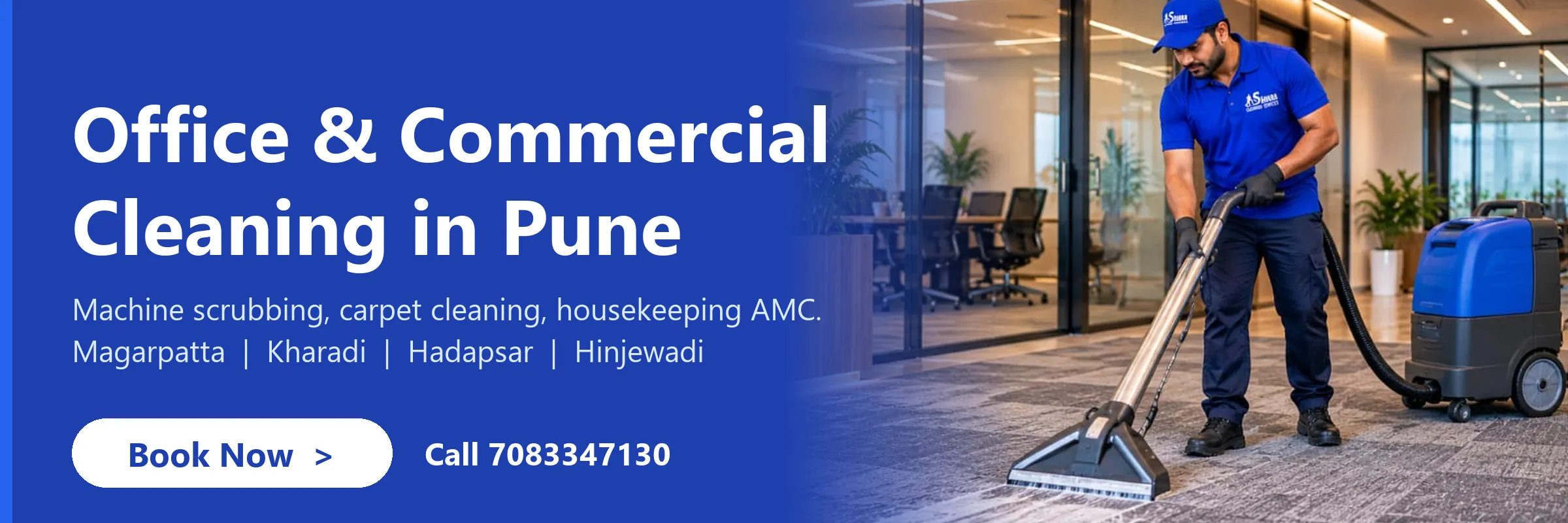 Office and commercial cleaning in Pune - Sahara Cleaning Services carpet cleaning in a corporate office